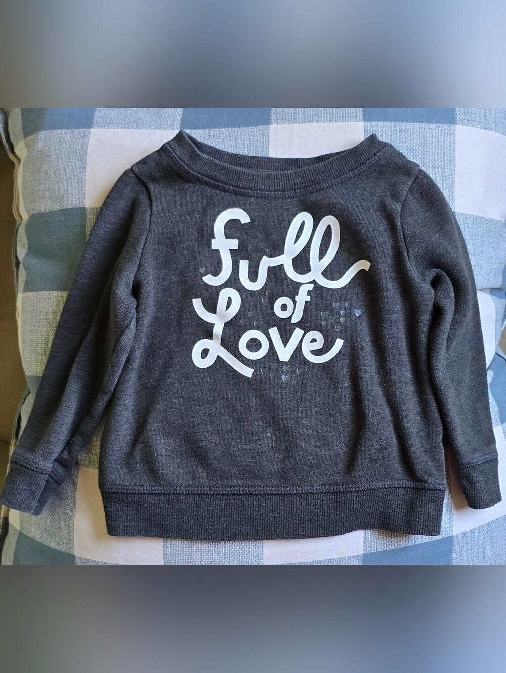 Full of Love Cat & Jack Sweatshirt Baby Girl 18 Months Gray White Hearts